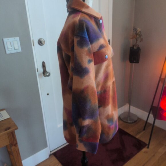 Wild Fable Oversized Colorful Tie-Dye Button Down Shacket Sz XS - Picture 4 of 8